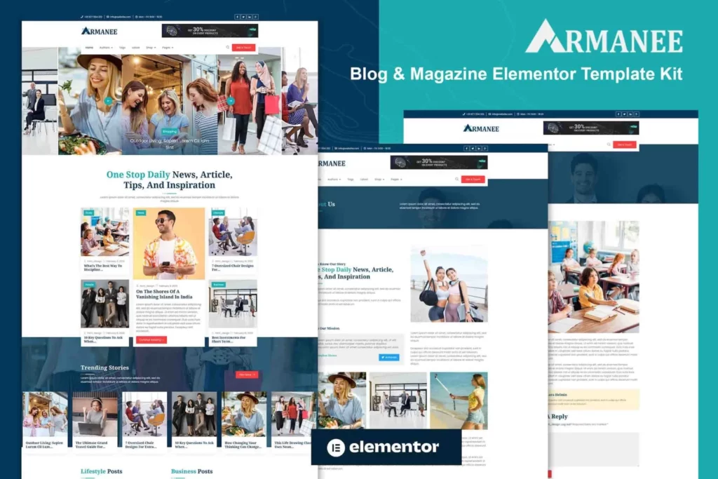 Armanee – Blog &amp; Magazine Elementor Pro Template Kit