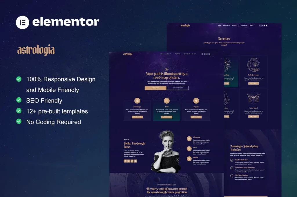 Astrologia – Horoscope Astrology Elementor Template Kit