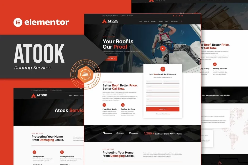 Atook – Roofing Services Elementor Template Kit