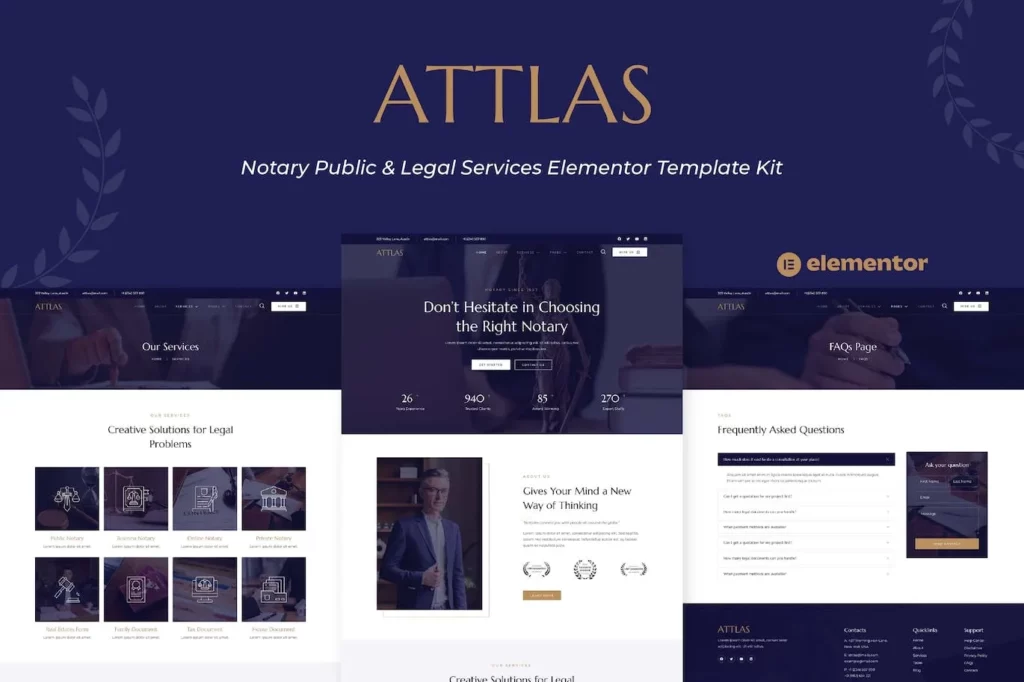 Attlas – Notary Public &amp; Legal Services Elementor Template Kit