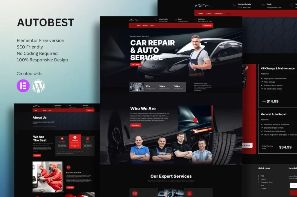 Autobest Car Repair &amp; Auto Service Elementor Template Kit