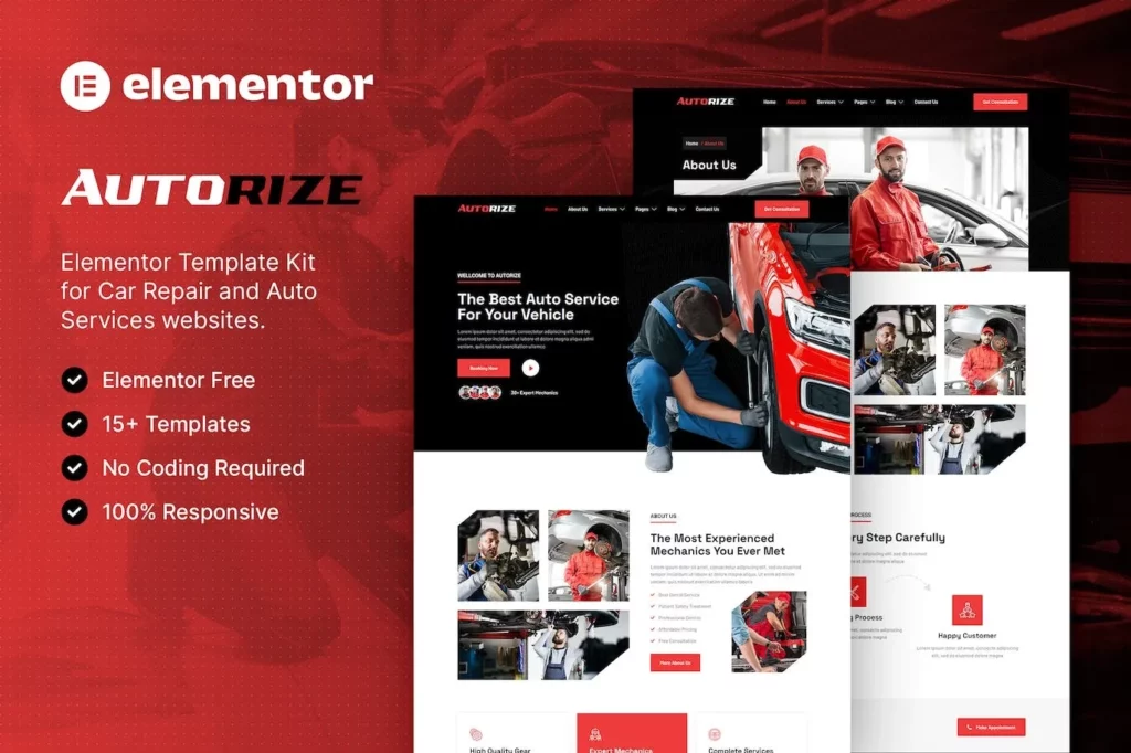 Autorize – Car Repair &amp; Auto Services Elementor Template Kit