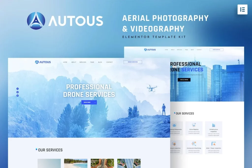 Autous – Aerial Photography &amp; Videography Elementor Template Kit