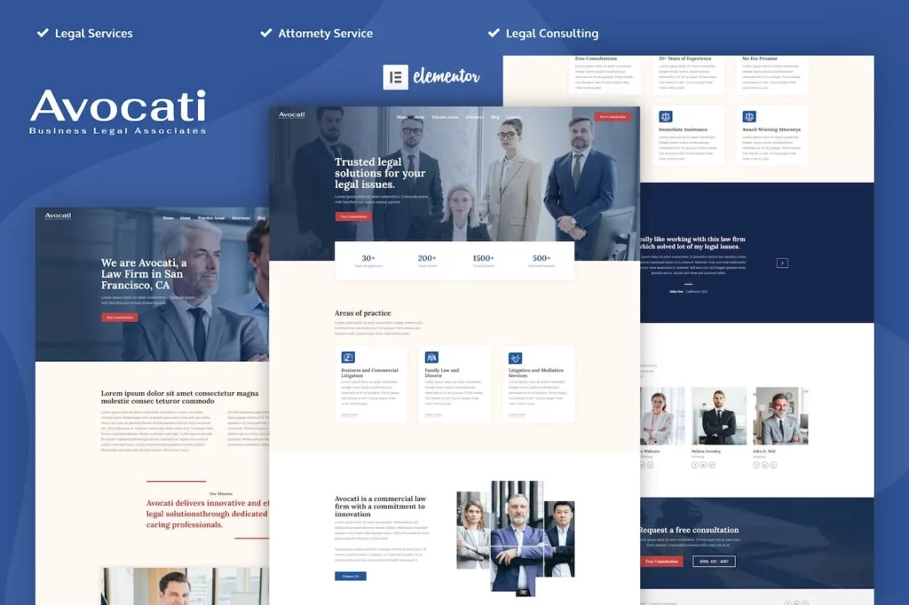 Avocati – Law Firm &amp; Attorney Elementor Template Kit