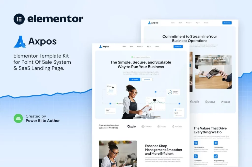 Axpos – Point Of Sale Software &amp; SaaS Landing Page Elementor Template Kit