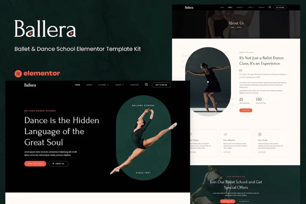 Ballera – Ballet &amp; Dance School Elementor Template Kit