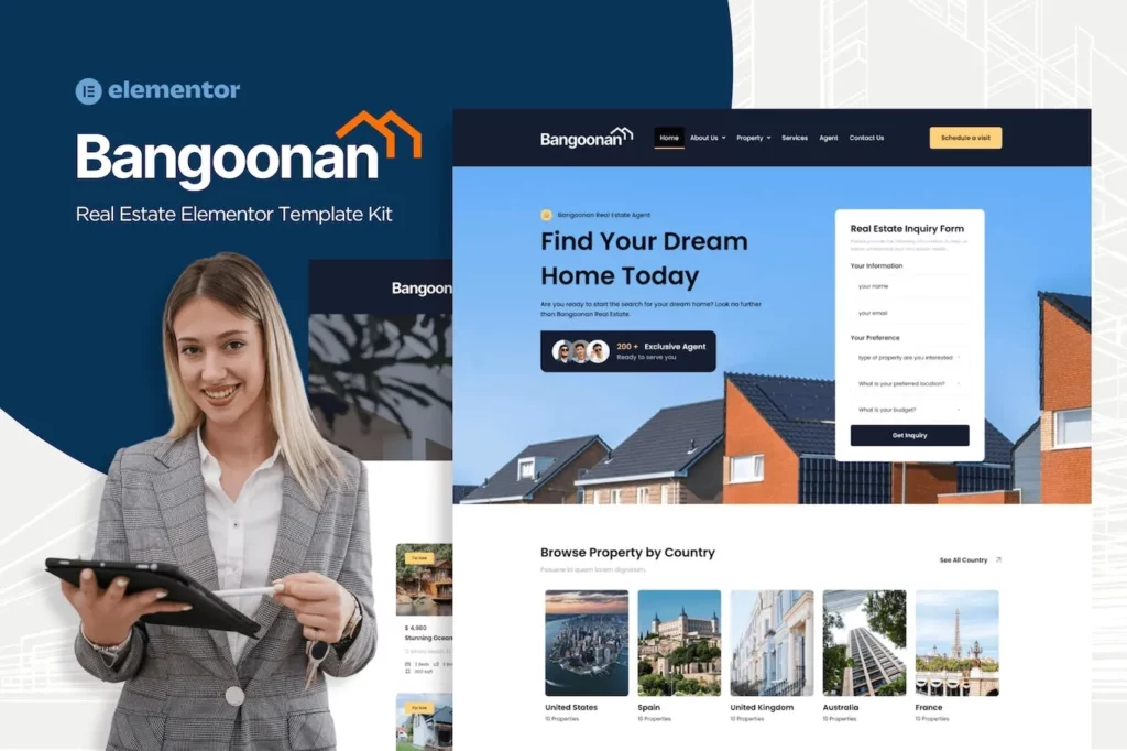 Bangoonan – Real Estate &amp; Property Elementor Template Kit