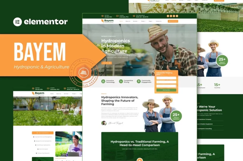 Bayem – Hydroponic &amp; Agriculture Elementor Template Kit