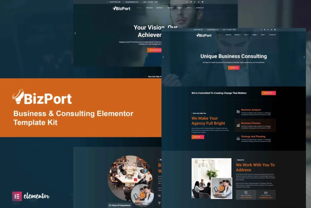 Bizport – Business &amp; Consulting Elementor Template Kit