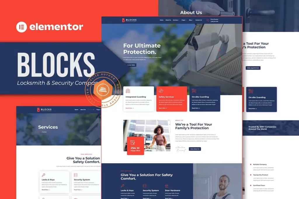 Blocks – Locksmith &amp; Security Company Elementor Template Kit