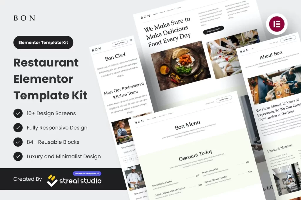 Bon – Restaurant Elementor Template Kit