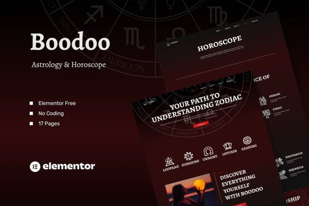 Boodoo – Astrology &amp; Horoscope Elementor Template Kit