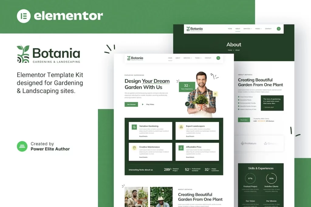 Botania – Gardening &amp; Landscaping Elementor Template Kit