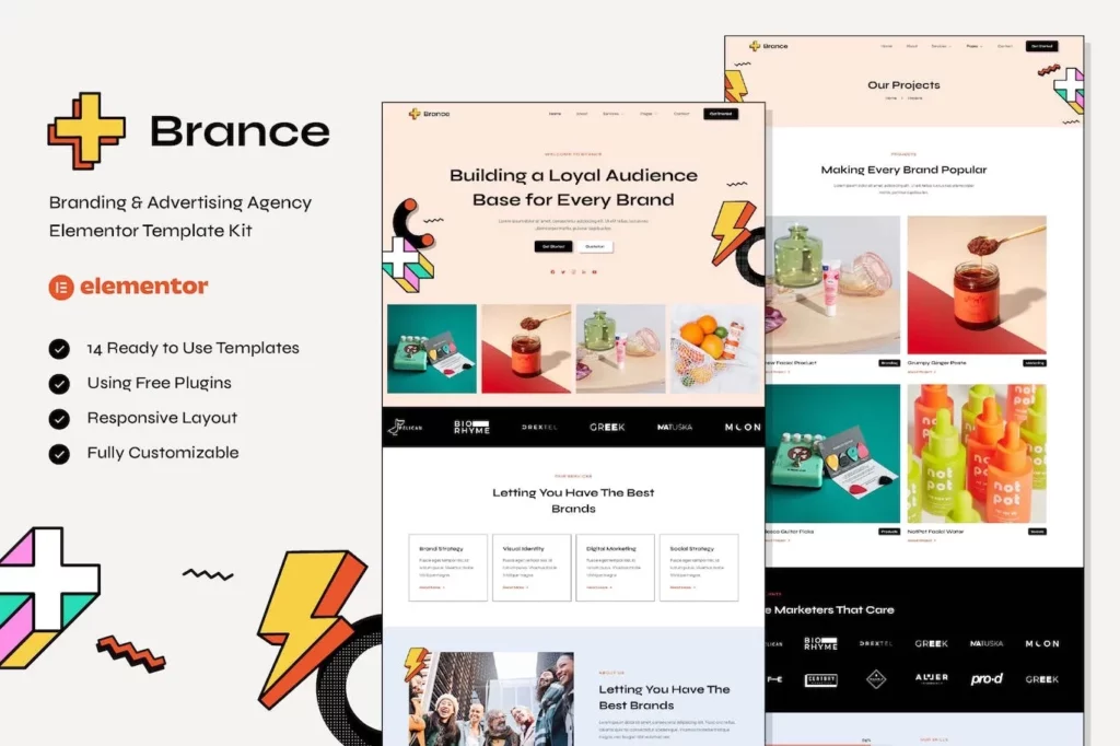 Brance – Branding &amp; Advertising Agency Elementor Template Kit