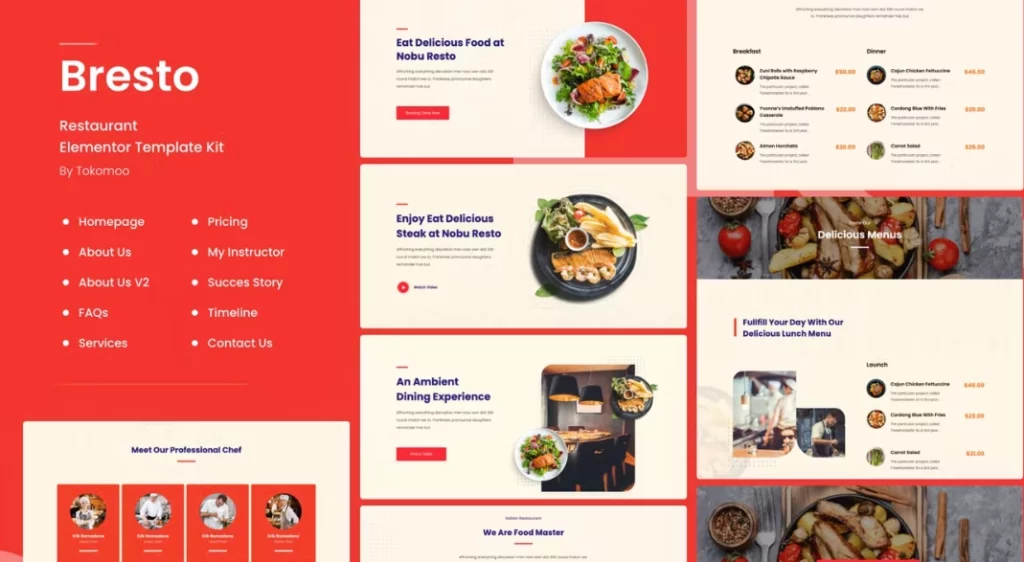 Bresto | Restaurant &amp; Cafe Food Elementor Template Kit
