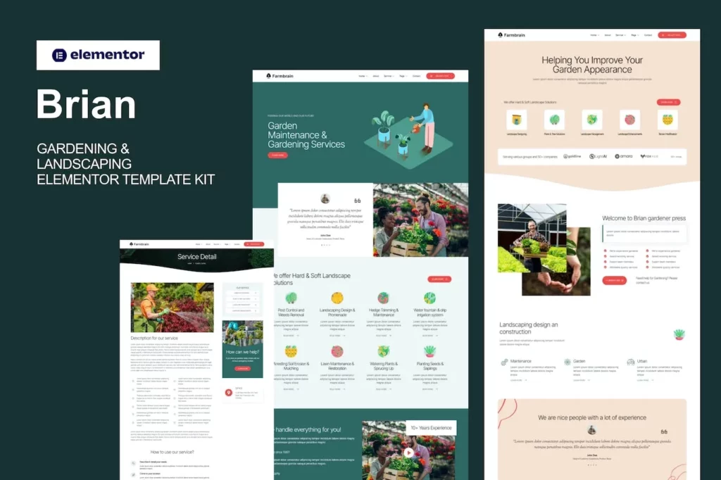 Brian – Gardening &amp; Landscaping Elementor Template Kit