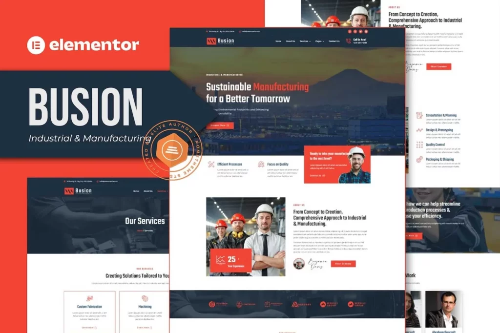 Busion – Industrial &amp; Manufacturing Elementor Pro Template KIt
