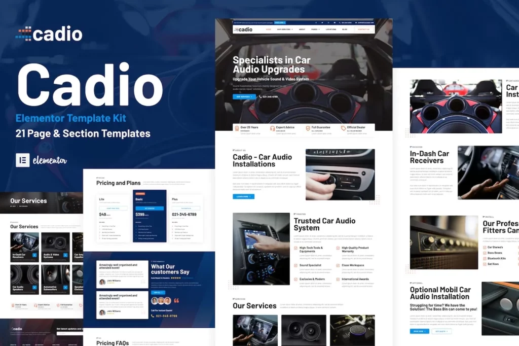 Cadio – Car Audio Workshop Elementor Template Kit