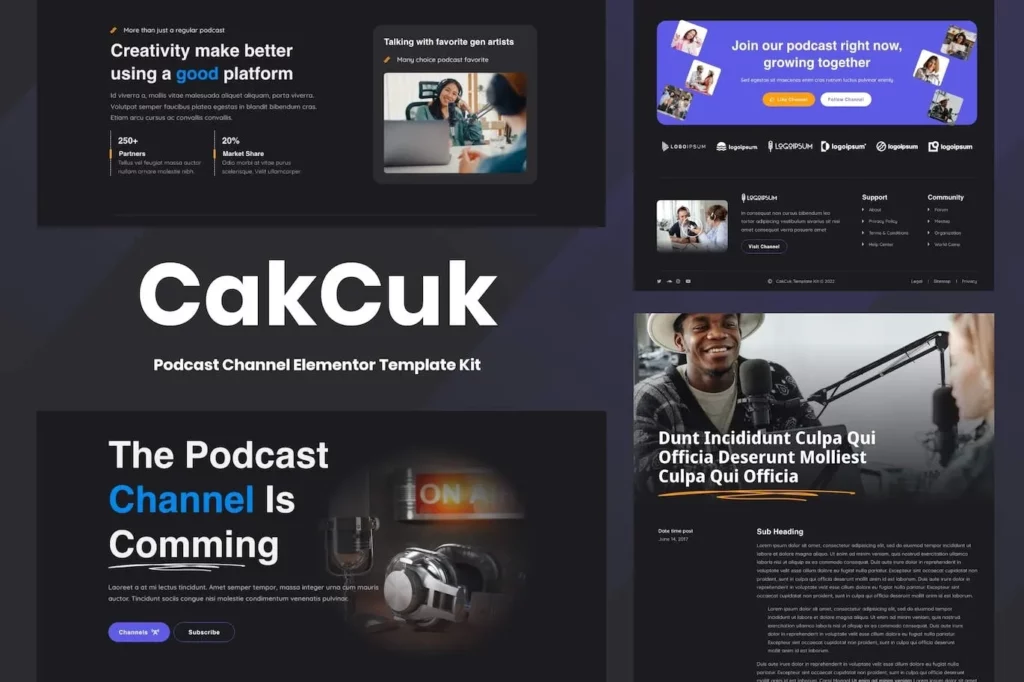 CakCuk – Podcast Channel Elementor Template Kit