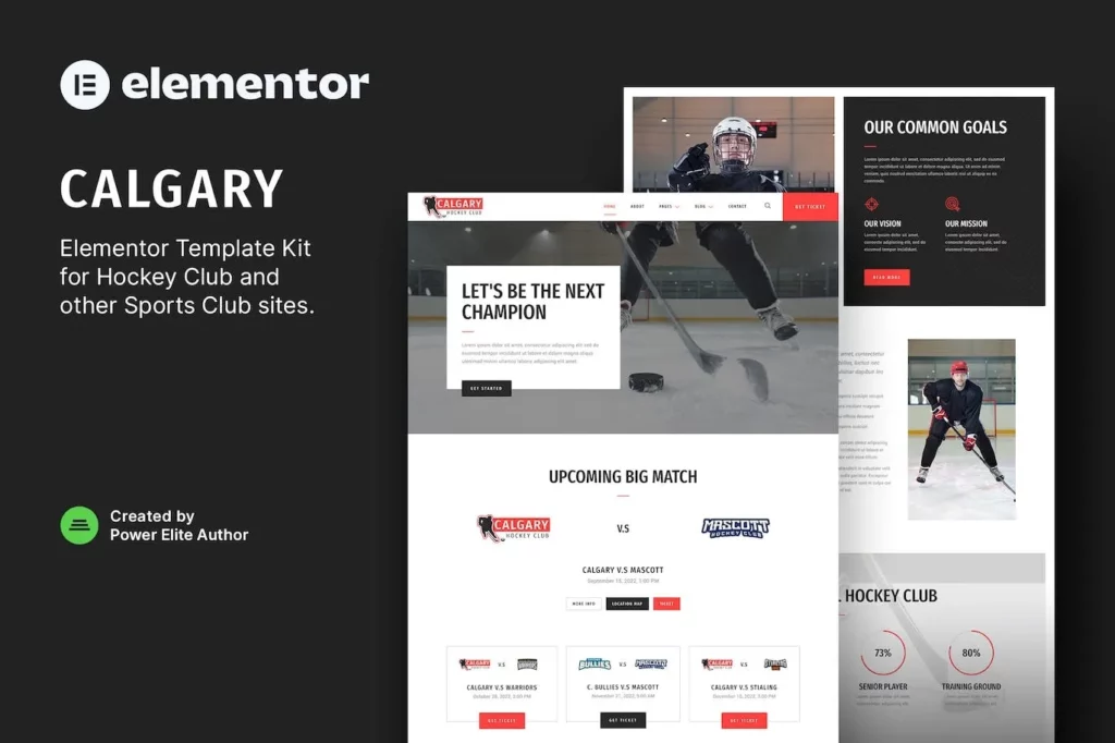Calgary – Hockey Team &amp; Sports Club Elementor Template Kit