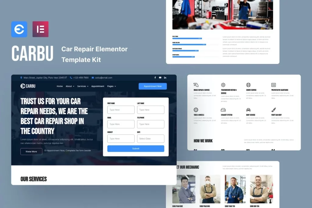 Carbu – Car Repair Elementor Template Kit