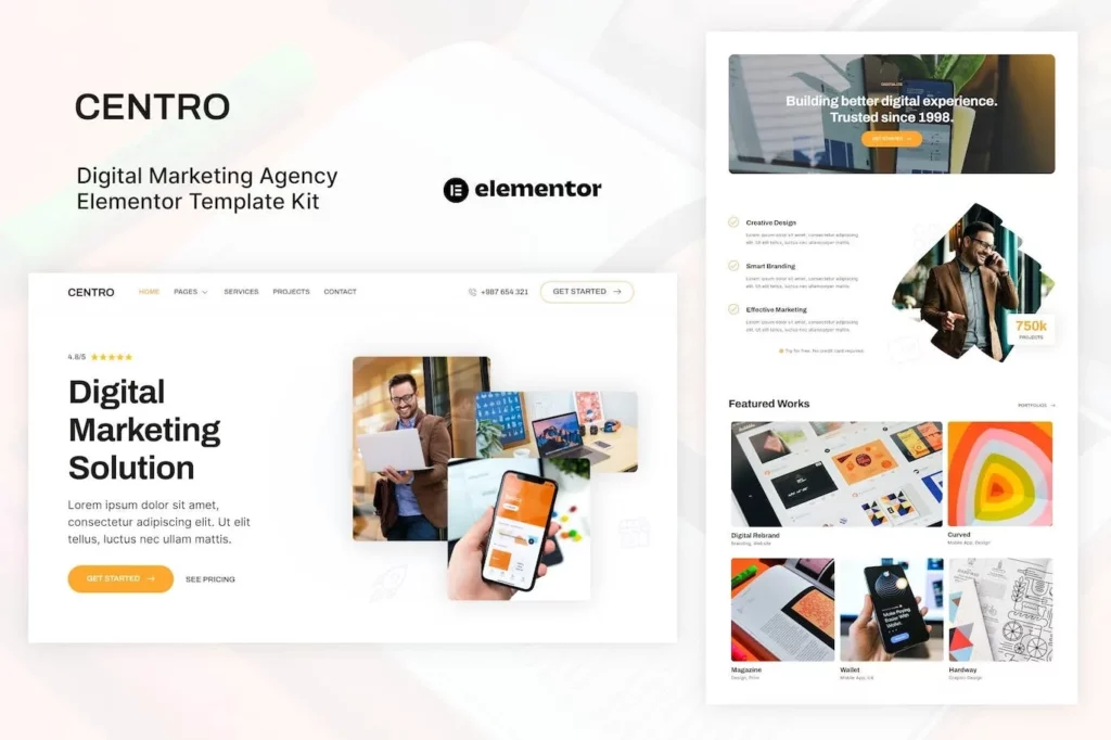 Centro – Digital Marketing Agency &amp; Portfolio Elementor Template Kit