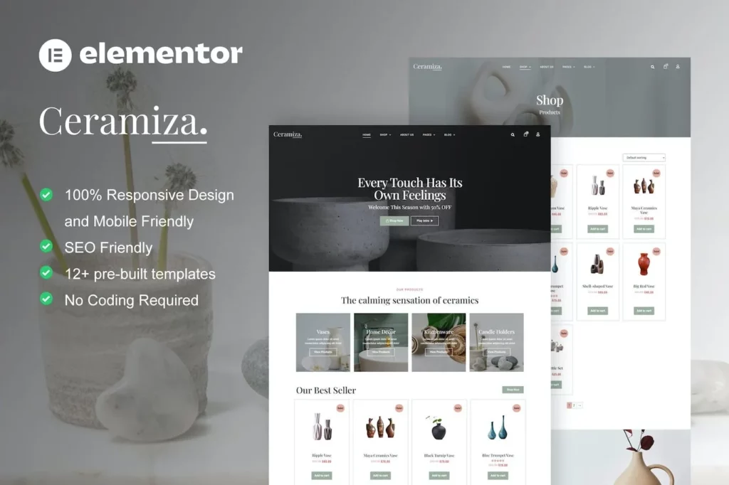 Ceramiza – Pottery &amp; Ceramic Store Elementor Template Kit