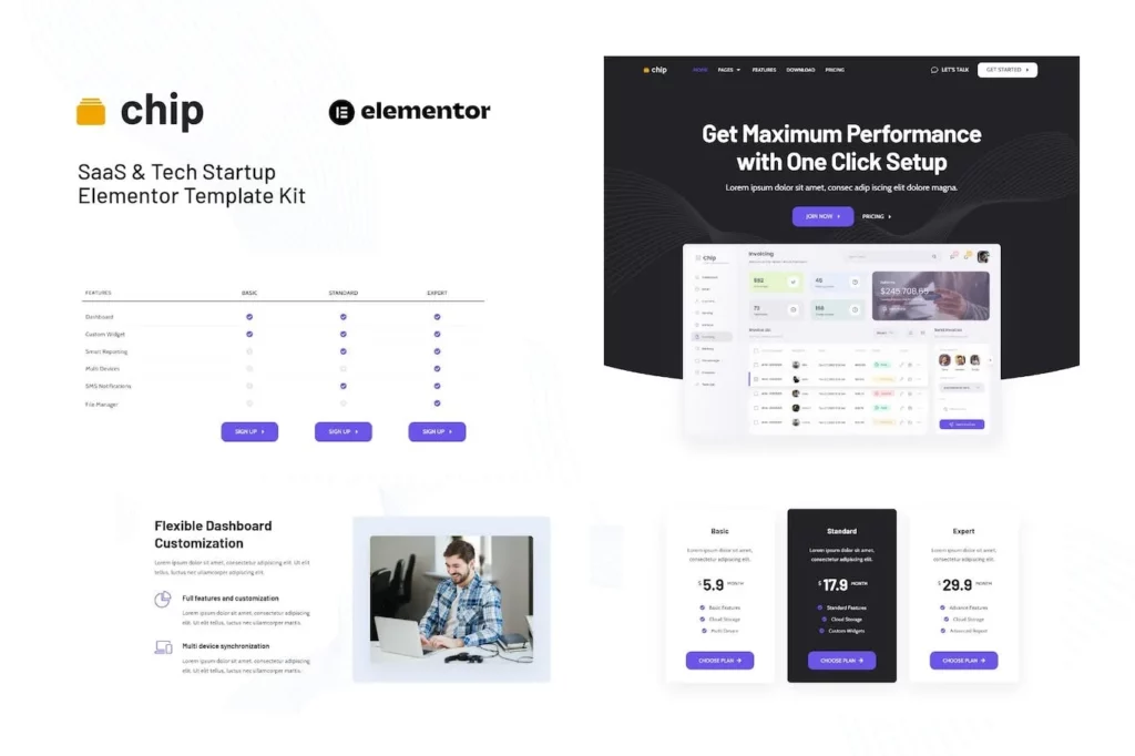 Chip – SaaS &amp; Tech Startup Elementor Template Kit