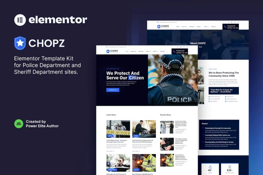 Chopz – Police &amp; Sheriff Department Elementor Template Kit