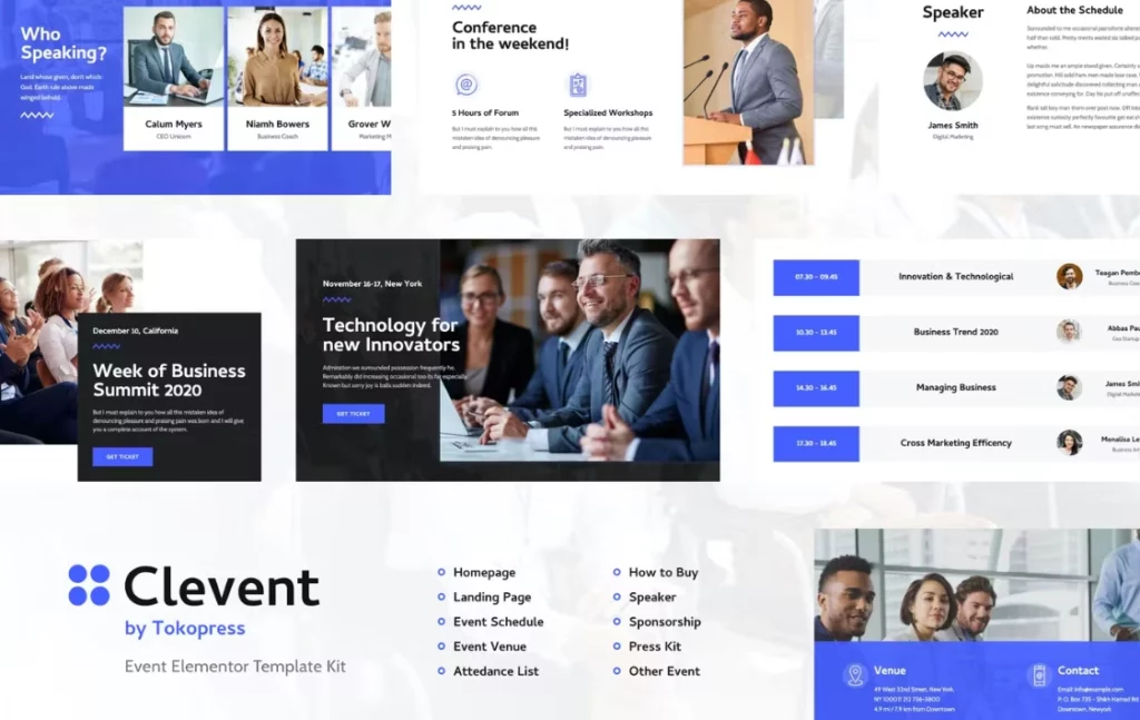 Clevent | Event &amp; Conference Elementor Template Kit