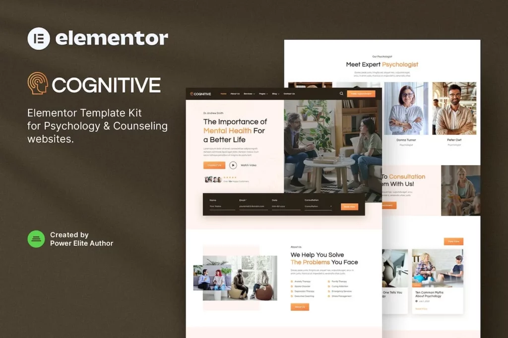 Cognitive – Psychology &amp; Counseling Elementor Template Kit