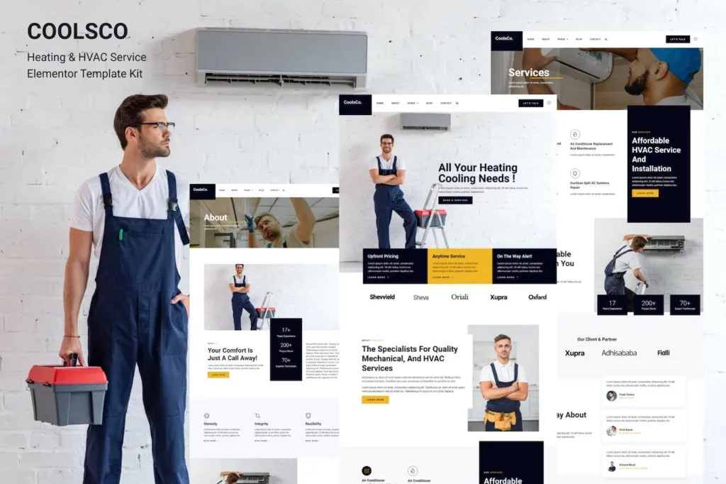 Coolsco – Air Conditioning Heating &amp; HVAC Elementor Pro Template Kit