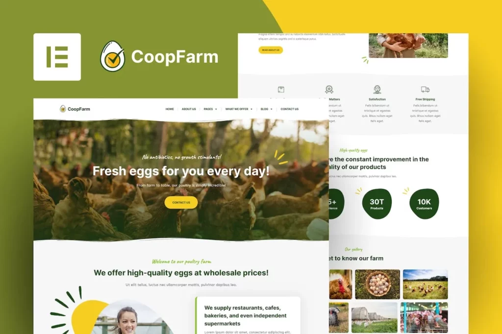 CoopFarm – Poultry Farm Elementor Template Kit