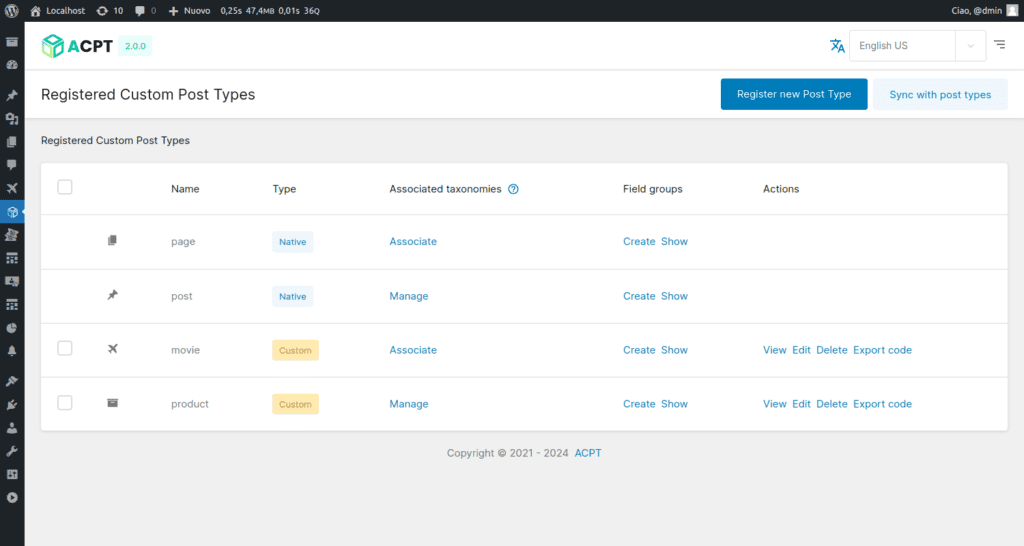 ACPT – Custom post Types Plugin for Wordpress  1.0.193