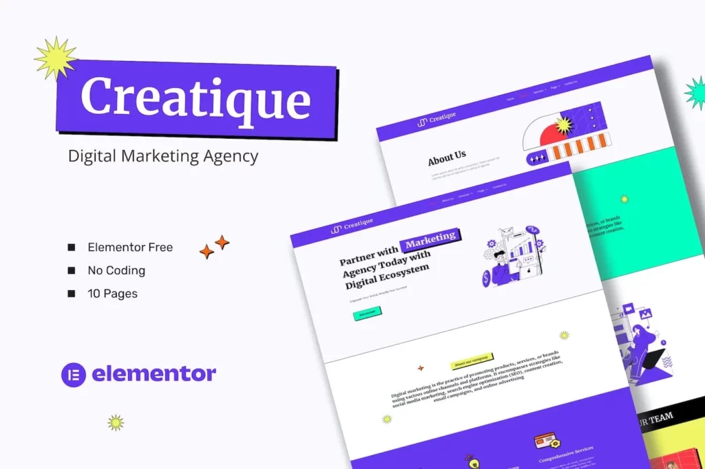 Creatique – Digital Marketing Agency Elementor Template Kit