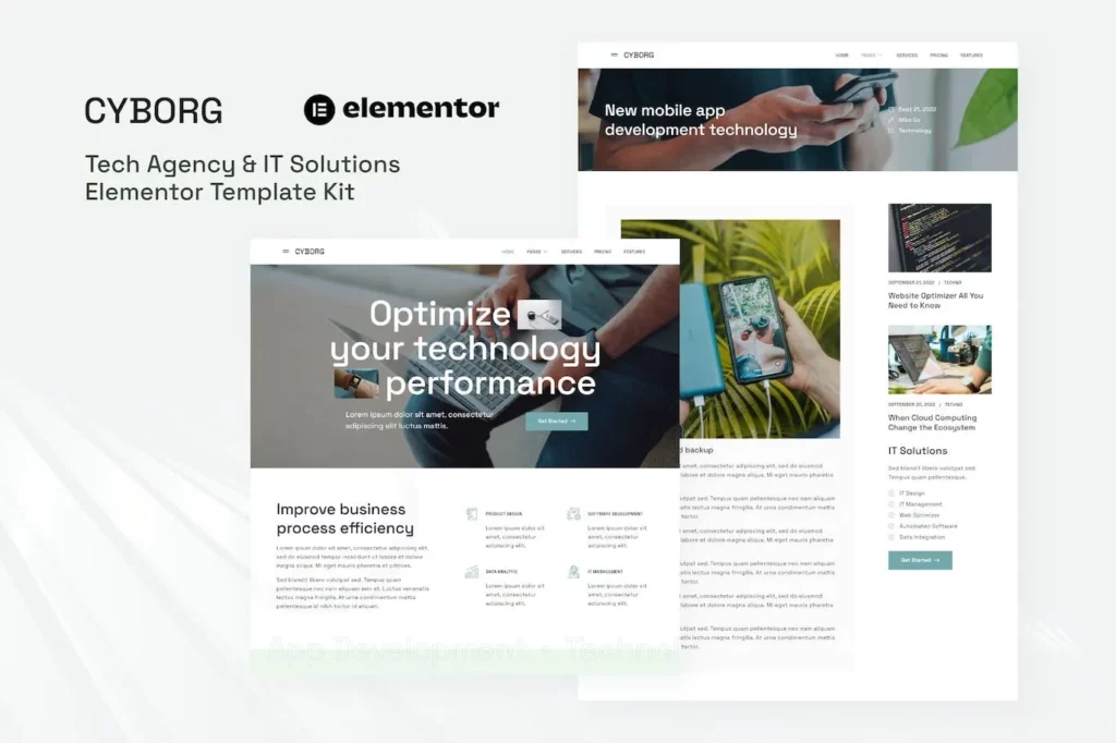 Cyborg – Tech Agency &amp; IT Solutions Elementor Template Kit