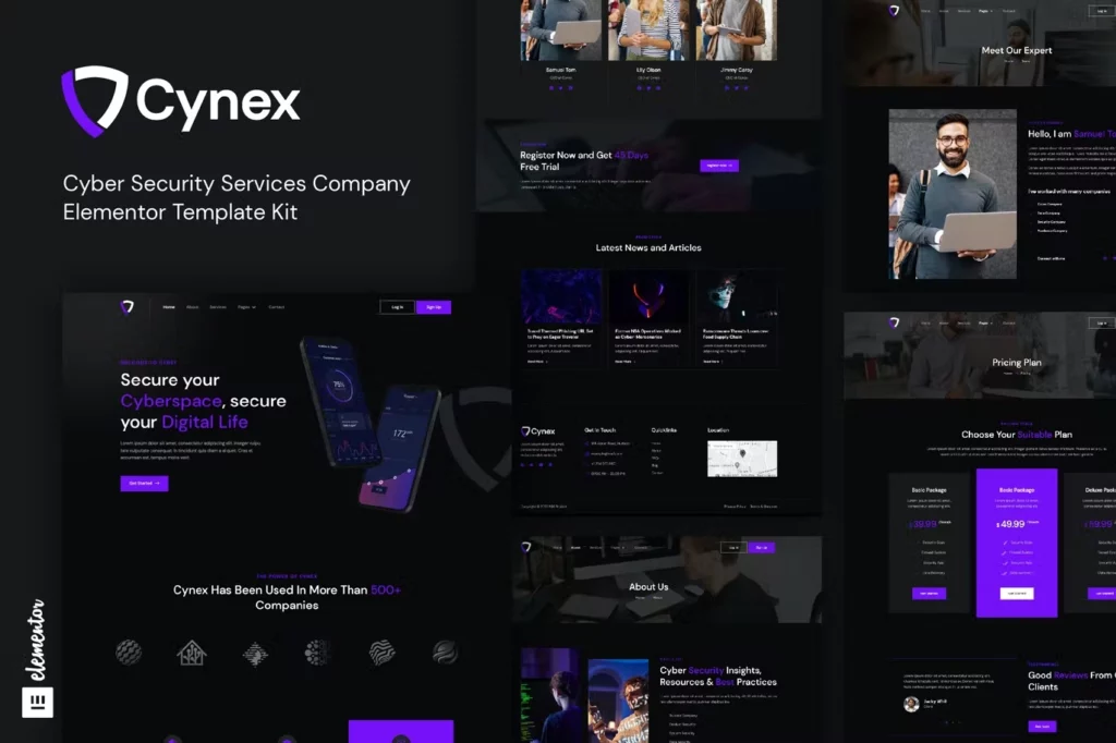 Cynex – Cyber Security Services Company Elementor Template Kit