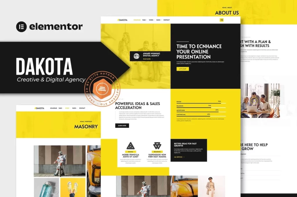 Dakota – Creative &amp; Digital Agency Elementor Template Kit
