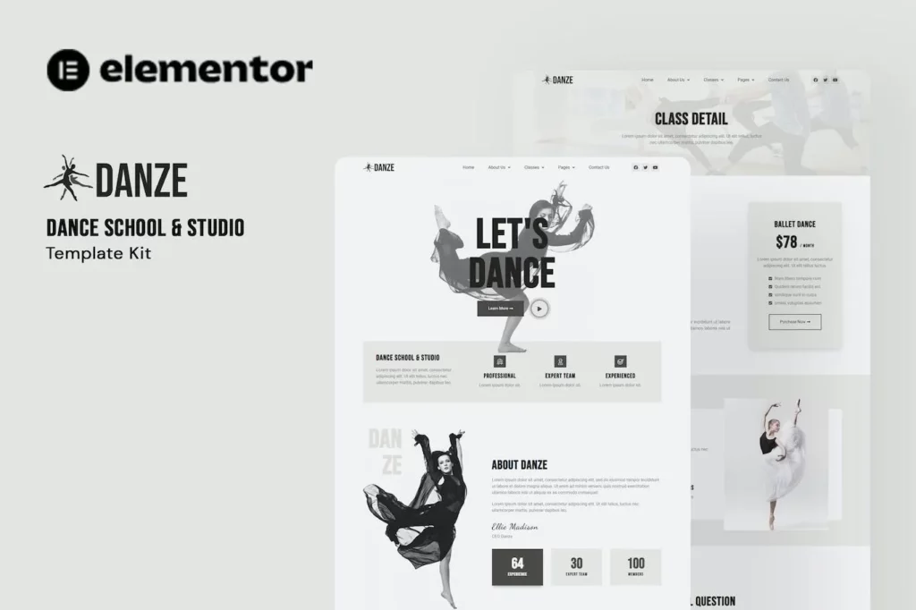 Danze – Dance Studio School Elementor Template Kit