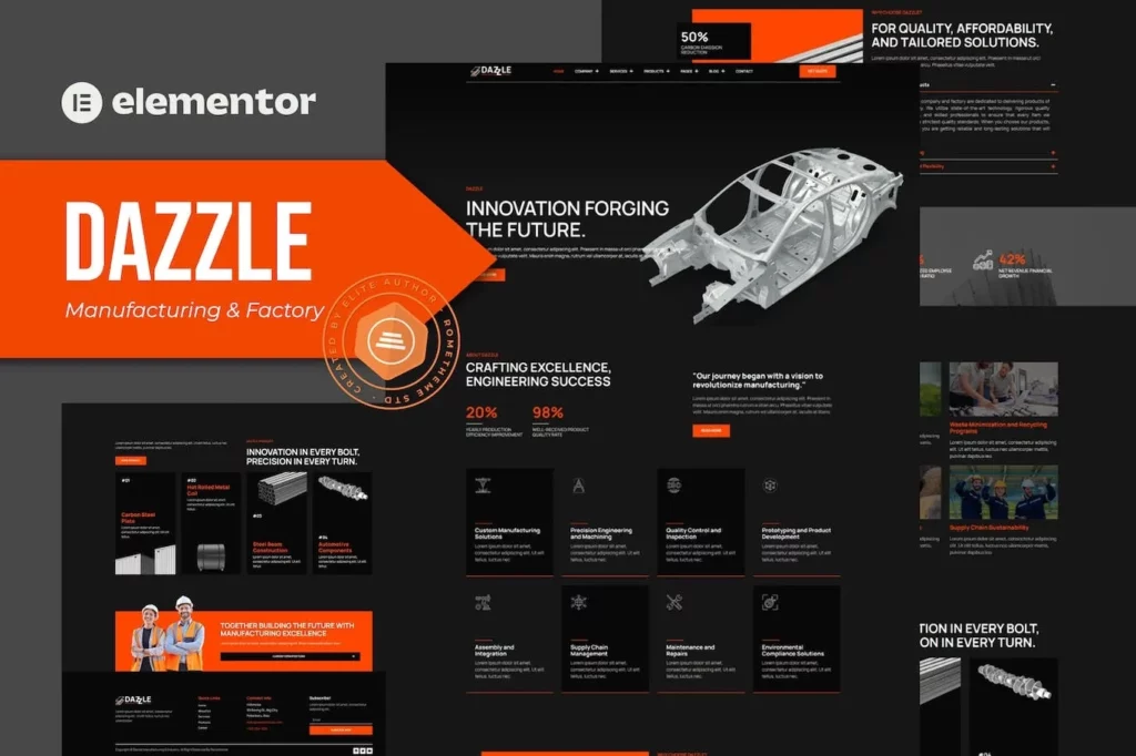 Dazzle – Manufacturing &amp; Factory Elementor Pro template Kit
