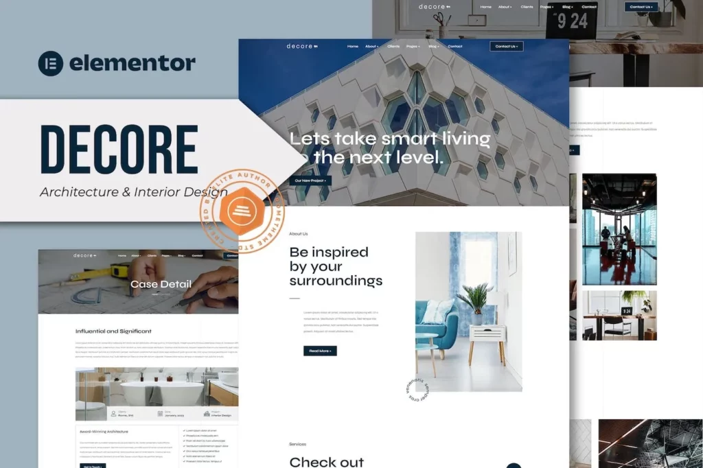 Decore – Architecture &amp; Interior Design Elementor Pro Template Kit