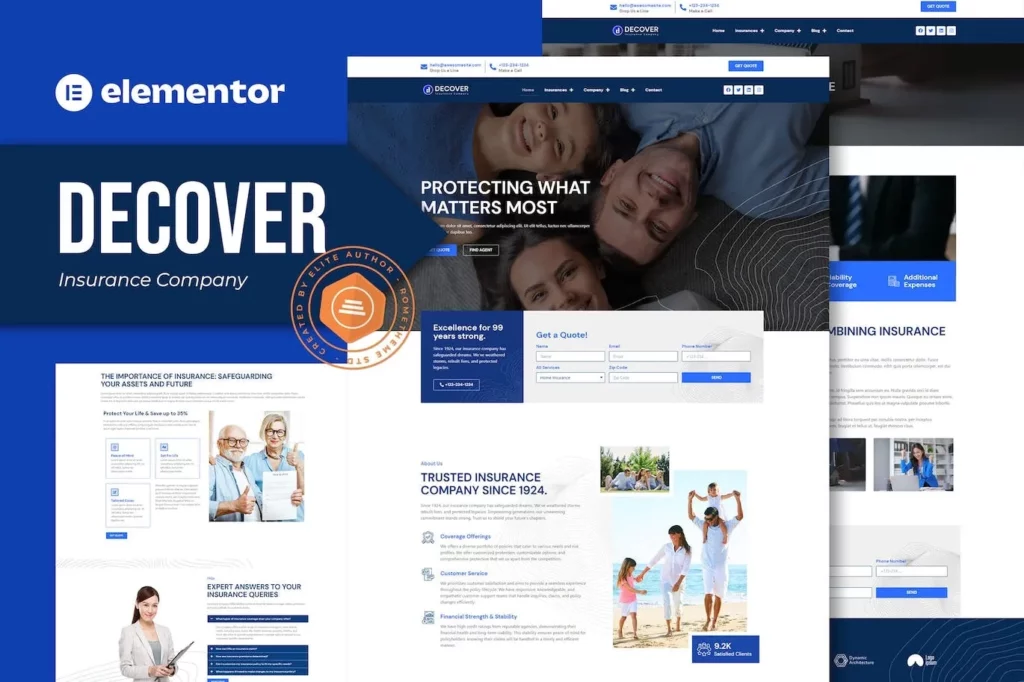 Decover – Insurance Company Elementor Pro Template Kit