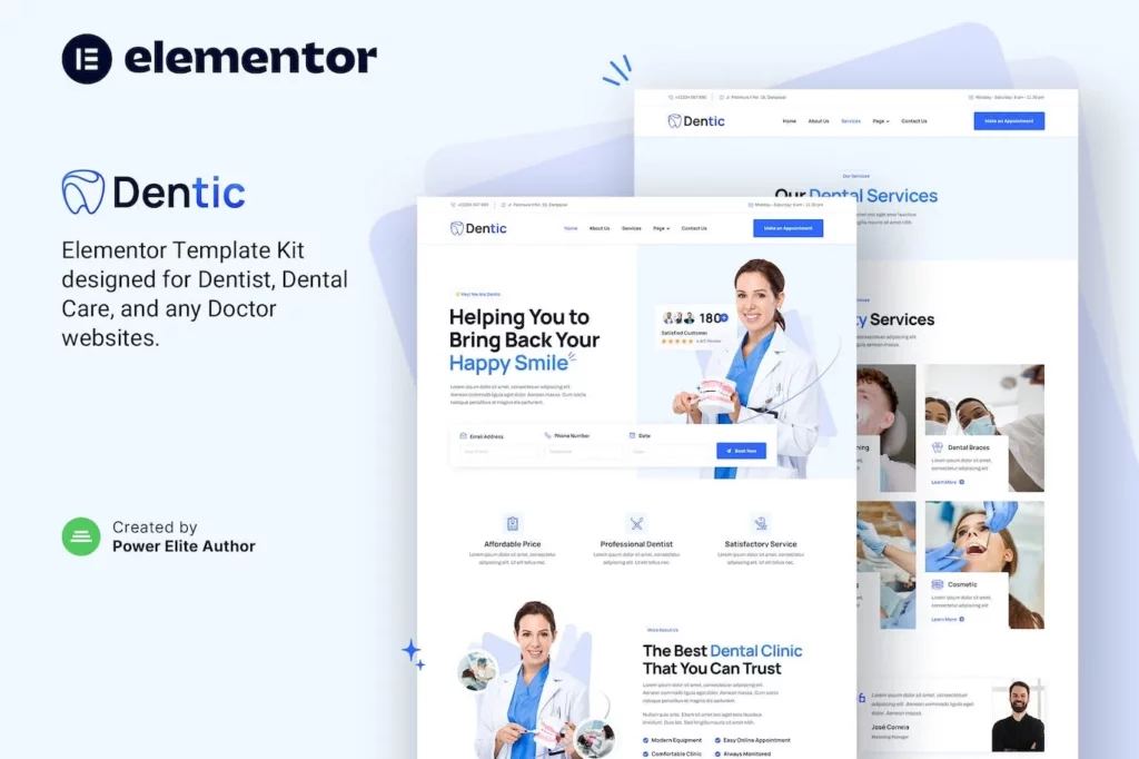 Dentic – Dentist &amp; Dental Clinic Elementor Template Kit
