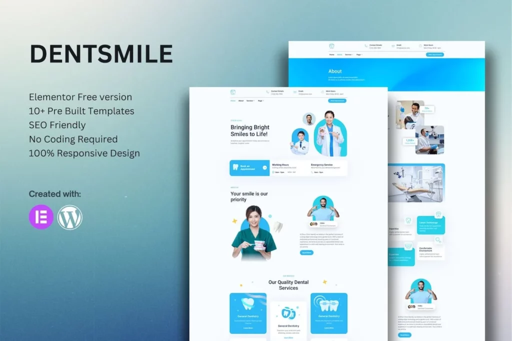 Dentsmile – Dentist &amp; Dental Clinic Elementor Template Kit