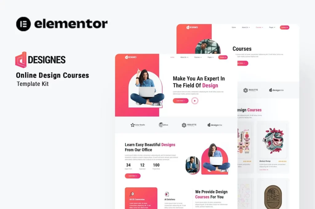 Designes – Online Design Course Elementor Template Kit