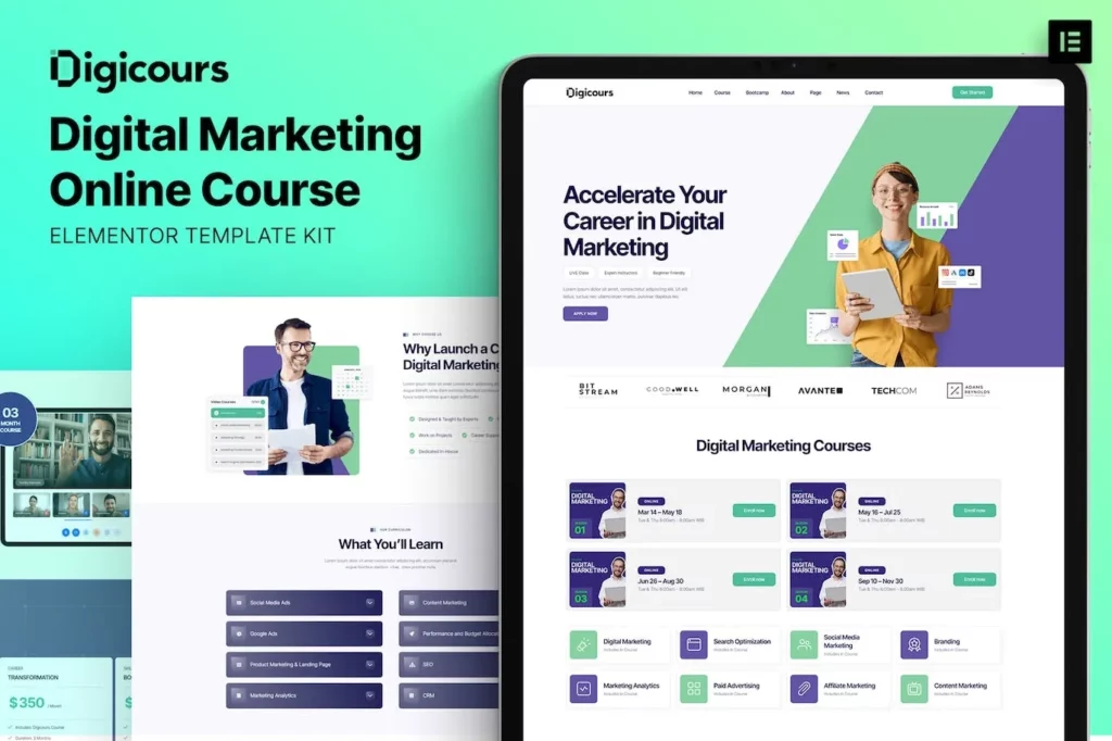 Digicours – Digital Marketing Online Course Elementor Template Kit