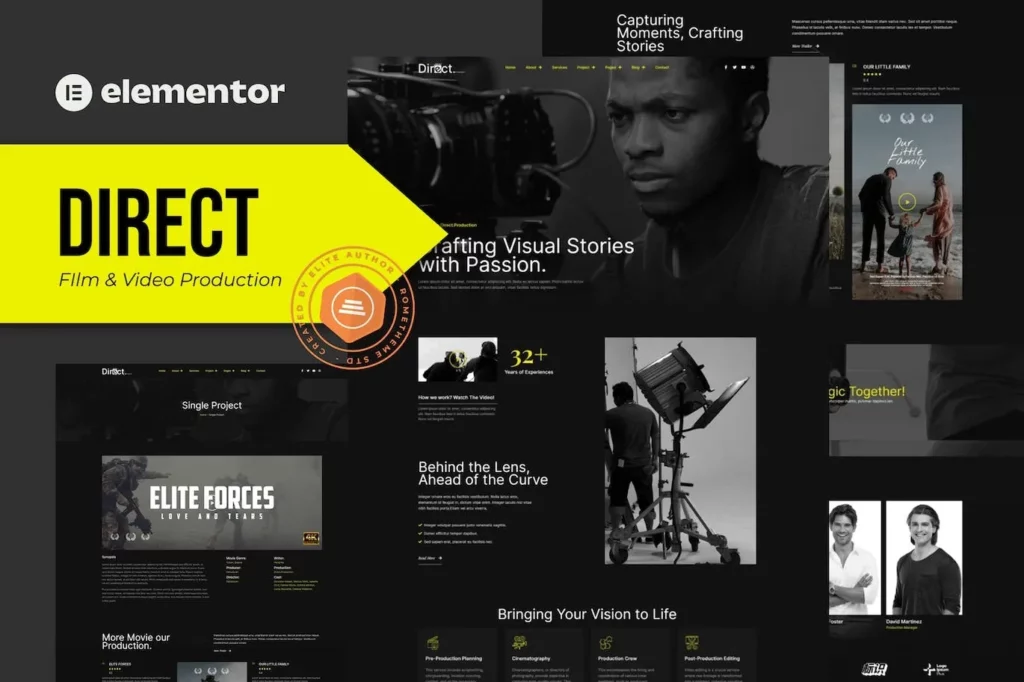 Direct – Film &amp; Video Production Elementor Pro Template Kit