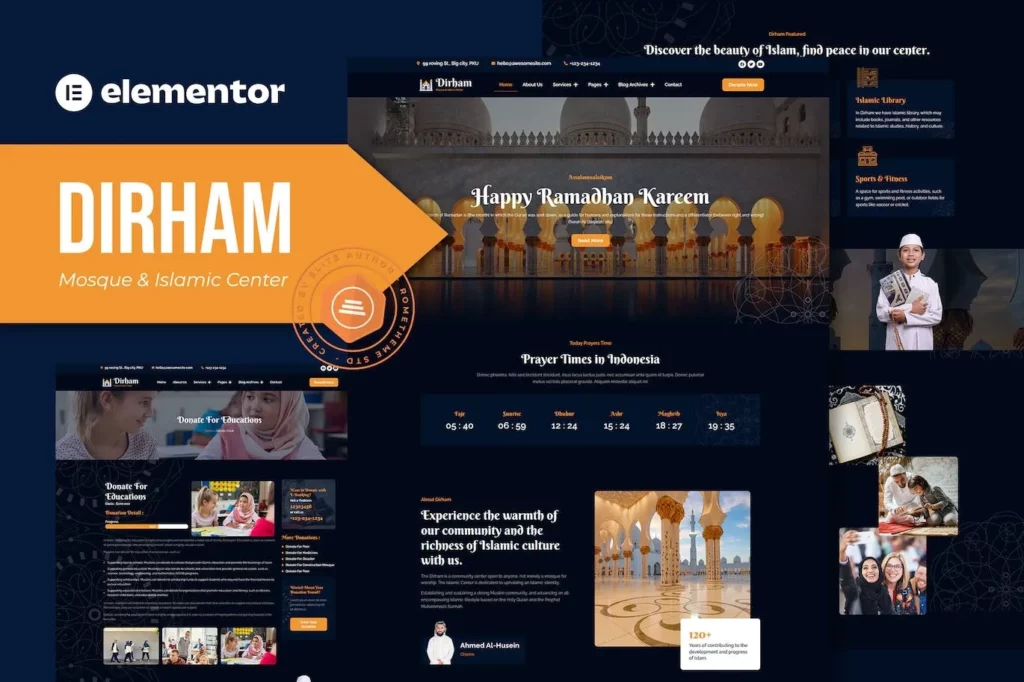 Dirham – Mosque &amp; Islamic Center Elementor Pro Template Kit