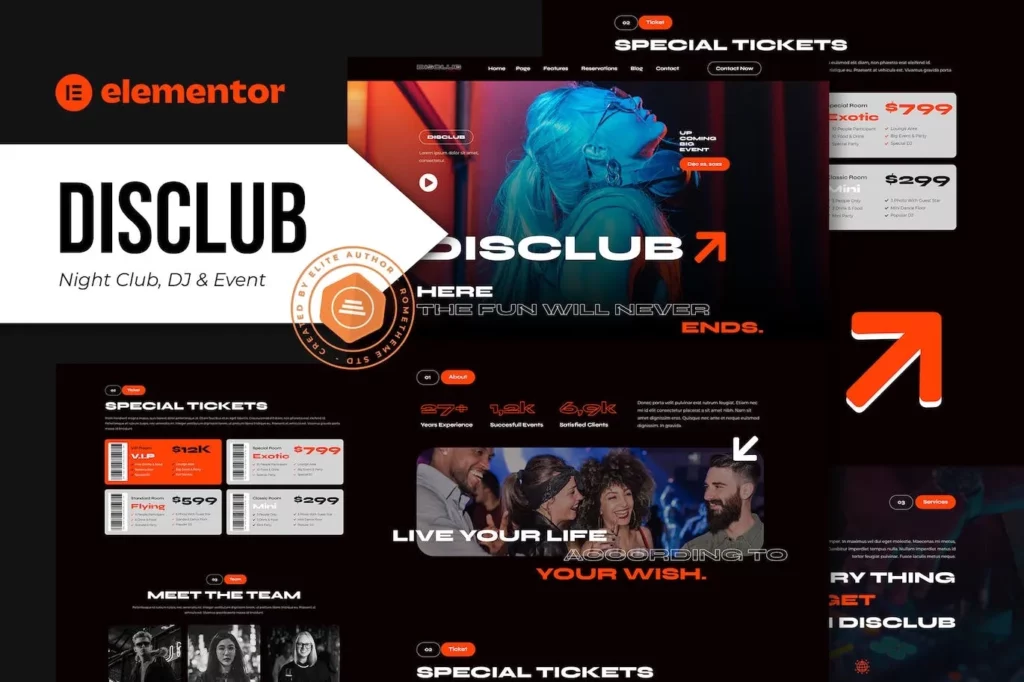 Disclub – Night Club DJ &amp; Events Elementor Pro Template Kit