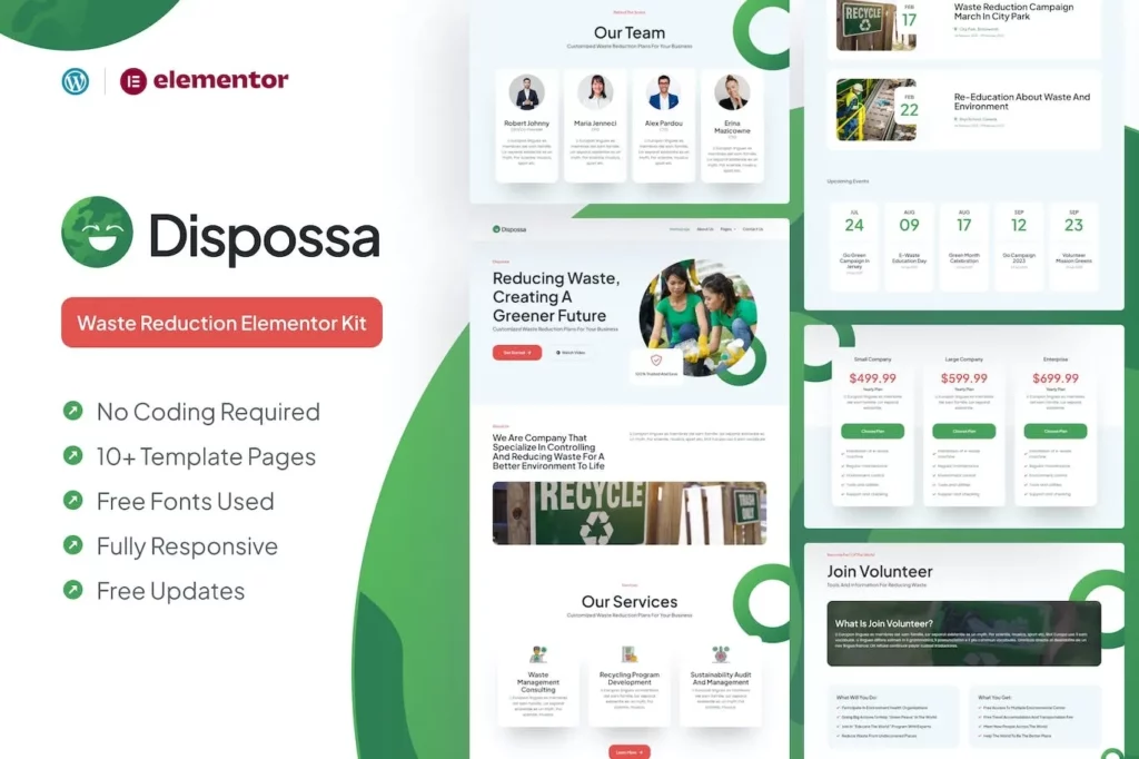 Dispossa – Waste Reduction Elementor Pro Template Kit